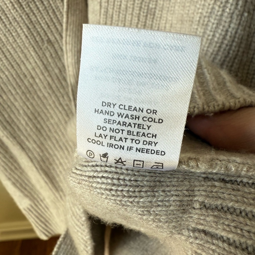 RESET R LABEL Ribbed Cardigan Sweater Neutral‎ Wool Cashmere Boxy Cozy Scandi L - Picture 4 of 5